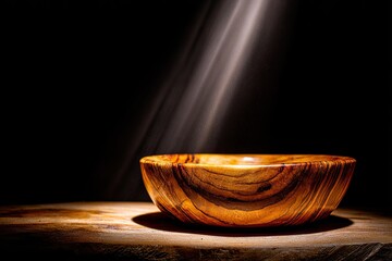 Wooden Bowl Under Spotlight