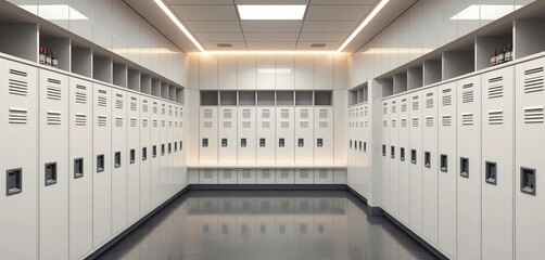 Obraz premium Sleek modern locker room with minimalist design, ample storage, modern, minimalist
