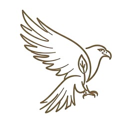 Obraz premium Elegant line art illustration of an eagle in flight symbolizing freedom and power showcasing