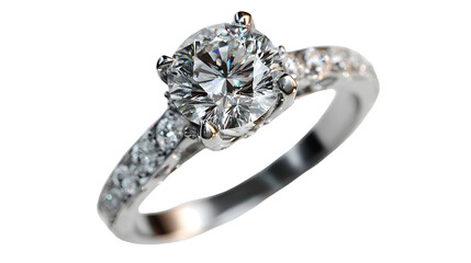 Diamond engagement ring isolated on transparent background
