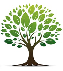 Obraz premium Stylized tree vector with vibrant green leaves representing growth and nature symbol