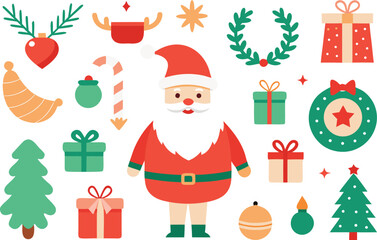 Festive christmas collection vector graphics scalable eps illustration icons featuring santa and reindeer vector