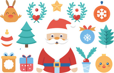 Fototapeta premium Festive christmas vector bundle featuring santa claus and holiday ornaments eps vector