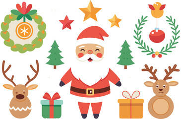 Festive santa claus christmas bundle vector illustration for eps files vector