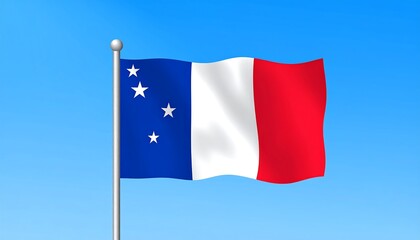 Naklejka premium French Flag with Polynesian Stars.