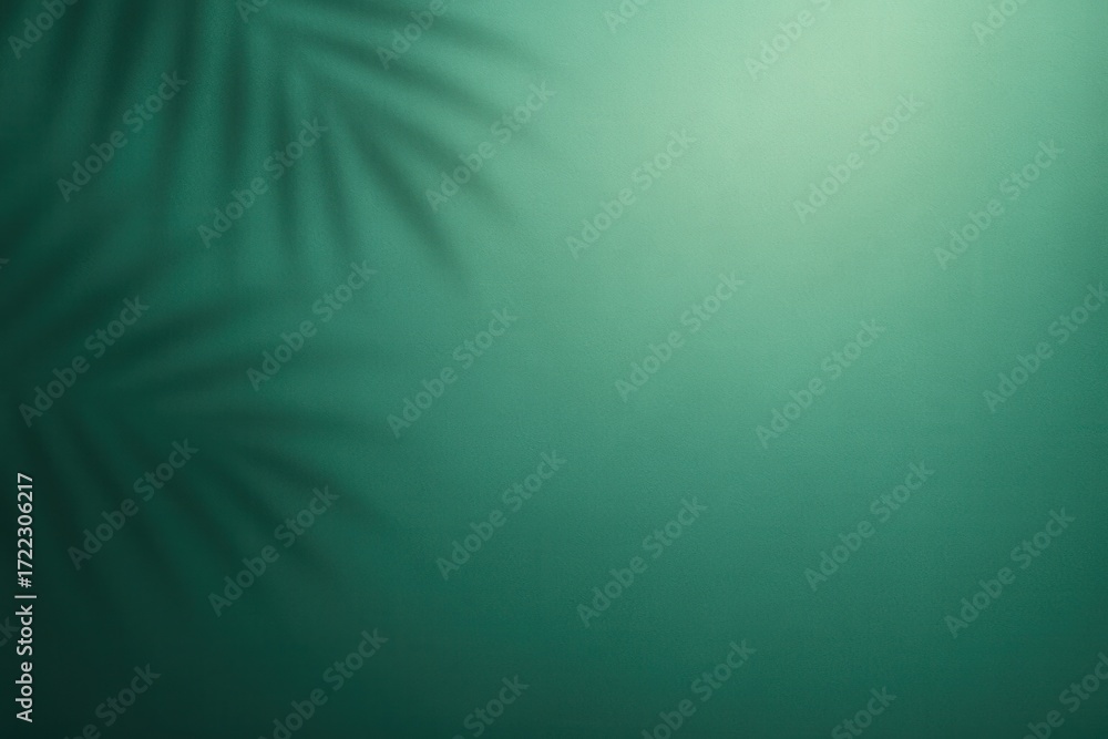 Poster tropical green gradient with palm leaf shadows and soft paper texture for modern branding backdrops 