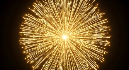 Exploding Radiance A Golden Yellow and White Fireworks Burst of Luminous Energy, Showcasing Symmetrical Pyrotechnics and Shimmering Light Trails in a Photorealistic Style!