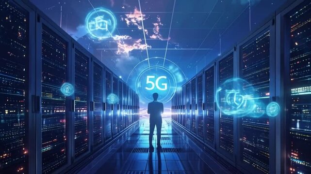 Futuristic vision of data centers and 5g technology, global connectivity and digital transformation - Powered by Adobe