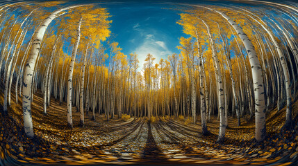 Golden Tranquility: A Sunlt Symphony of Aspen Grovesin Autumn