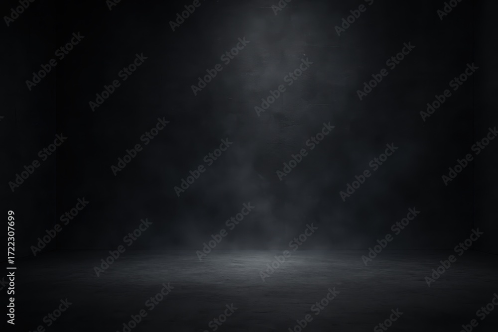 Poster moody charcoal concrete studio backdrop with drifting fog and soft rim light perfect for product sho