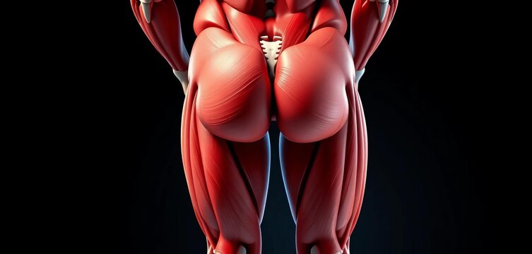 Large gluteus maximus muscle anatomy illustration, gluteus maximus, hip