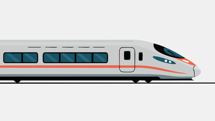 A side view of a modern white high-speed bullet train with orange accents, an illustration of fast rail transport.
