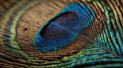 Naklejka premium Peacock feather closeup detail