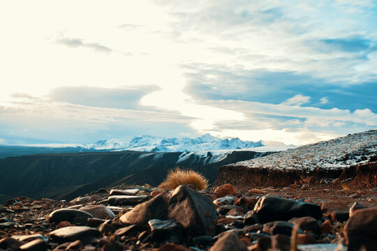 mountain landscape with blue sky and clouds