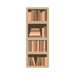 Tall Wooden Bookshelf with Books Vector
