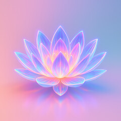 Enchanting Lotus: A luminous lotus flower, radiating serenity and elegance, floats gently amidst a soft gradient of pastel hues, capturing the essence of tranquility and beauty. 