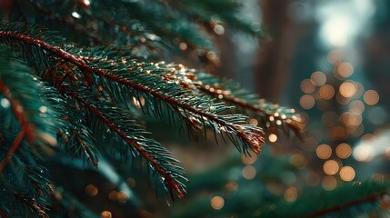 Frosted Fir Branches At Winter's Eve