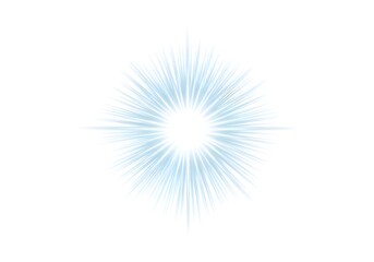 Fototapeta premium Radiant Center A Photorealistic Light Burst with Cyan Starburst Rays Against Pure White, Creating an Ethereal, Minimalist Lens Flare Effect in a Symmetrical, Crisp Light Streaked Design!