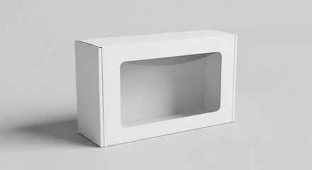 Blank white cardboard box with a clear window display.