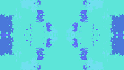 Obraz premium Abstract kaleidoscope symmetrical digital artwork, forming a kaleidoscopic geometric tunnel with pixelated depth and futuristic vibes