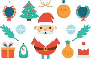 Festive christmas vector bundle featuring santa claus and holiday icons vector