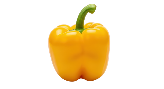 Radiant Yellow Bell Pepper Isolated Against Transparency A Vibrant Culinary Ingredient for Healthy Recipes and Fresh Food Illustrations with Clean Lines