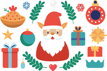Festive christmas vector bundle featuring santa claus and holiday elements vector
