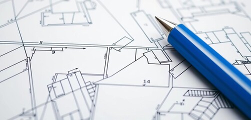 Close-up of architectural blueprint on graph paper background,   gridded paper,  isometric