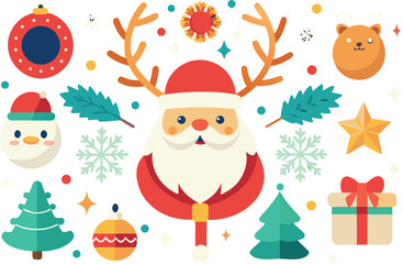 Festive christmas vector bundle featuring santa claus and winter icons scalable eps vector