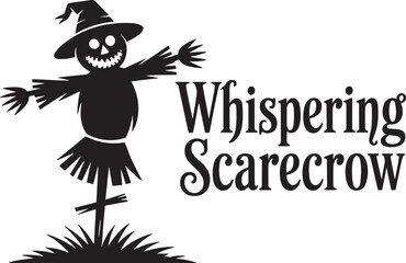 Whispering Scarecrow Silhouette Halloween Autumn Season Rural Harvest Field Farm Garden Vector