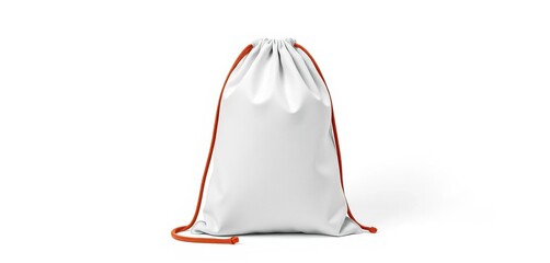 Blank drawstring bag mockup on white background, ready for branding,  presentation,  lifestyle