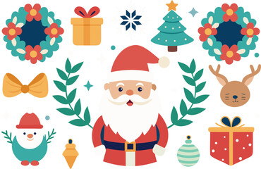 Festive christmas vector bundle featuring santa claus claus and reindeer elements for holiday design vector