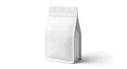 Blank white stand-up pouch bag isolated on white background.