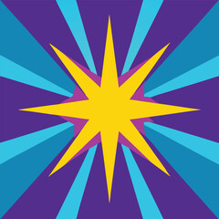 Obraz premium Yellow Starburst On Purple And Blue Sunburst Background