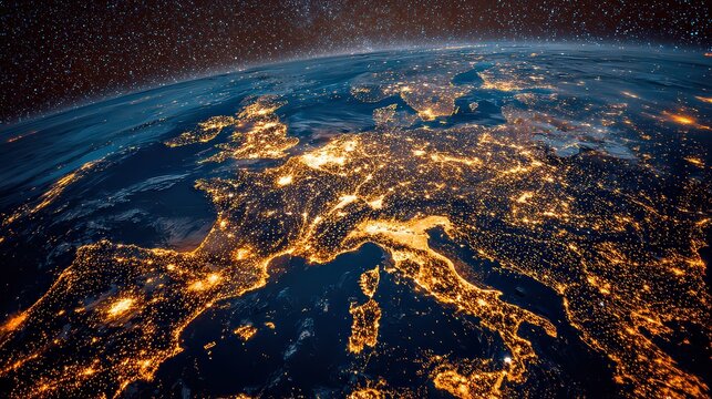 Earth At Night European Cities Light Trails