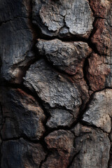 Intricate Patterns of Time Exploring the Rich, Rugge Texture of Bark on an Ancent Tree Trunk in a SereneForest Environment