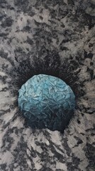 Abstract Blue Orb in Black and White Pattern