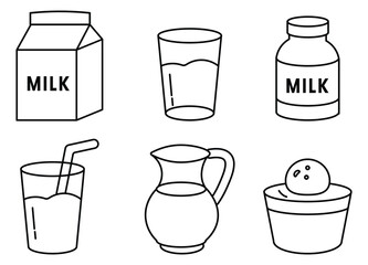 Various Milk Containers Illustration Box, Glass, Bottle, Jug