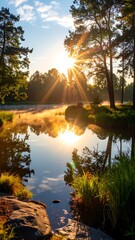 Sunrise over a tranquil lake (1)