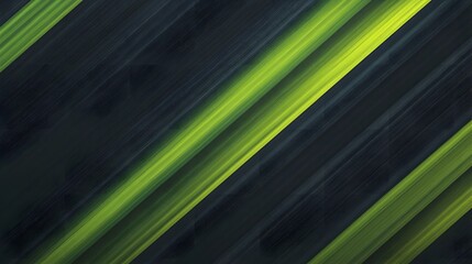 Diagonal stripes of vibrant lime green and dark gray create a dynamic abstract design.