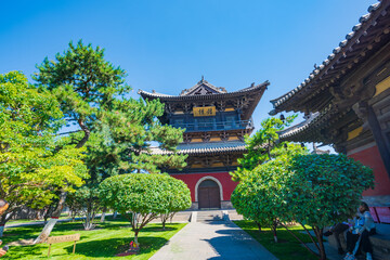 Beautiful scenery of Huayan Temple in Datong, Shanxi Province on a sunny summer day