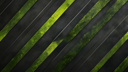 A design featuring diagonal dark gray and lime green stripes with a textured, distressed appearance.