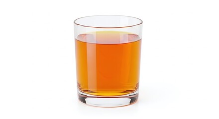 Amber Liquid in Glass, Isolated on White Background