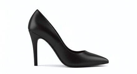 Black High Heel Shoe Isolated on White Background