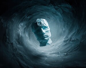 Abstract Digital Head in a Swirling Vortex of Data