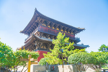 Beautiful scenery of Huayan Temple in Datong, Shanxi Province on a sunny summer day