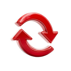 Two red arrows in a circular motion isolated on transparent background.