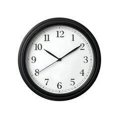Analog clock with arabic numerals isolated on transparent background.