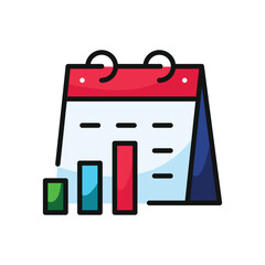 Calendar with bar graph and data visualization