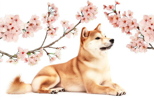 Shiba Inu with [Japanese Item] | Isolated on White Background
